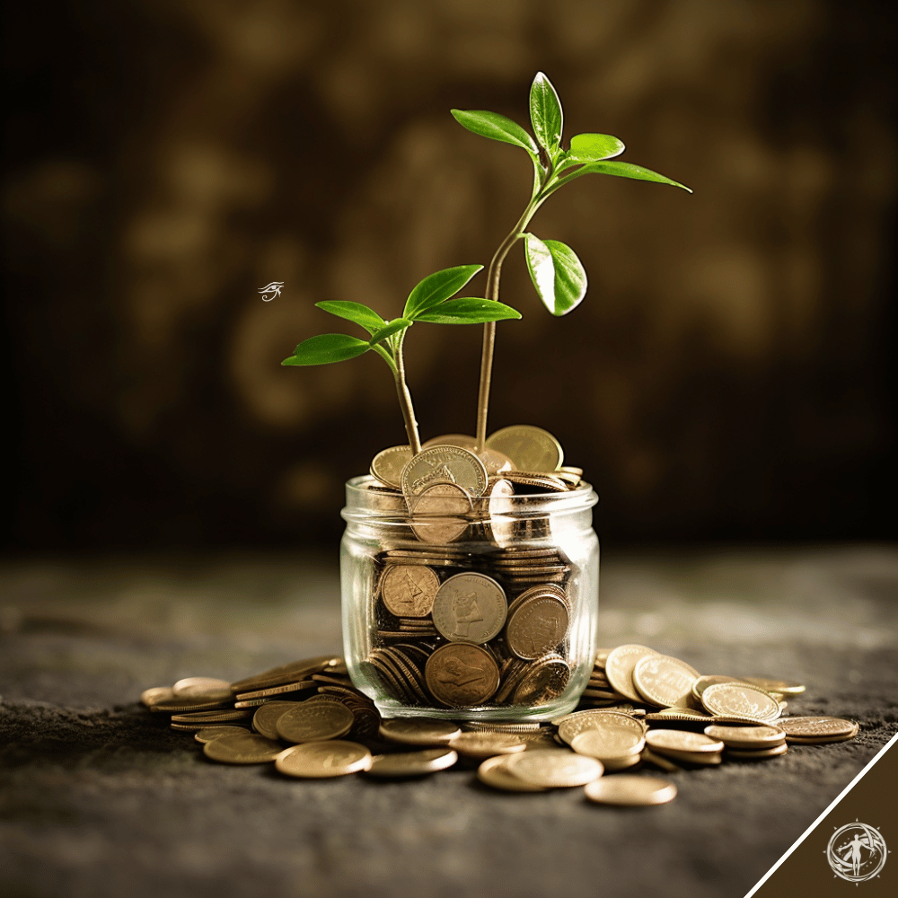 image depicting a plant growing out of money